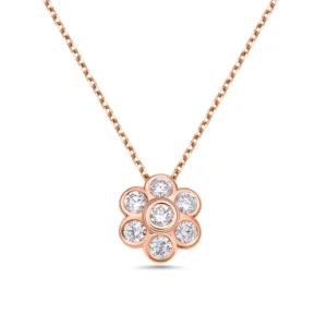 White Diamond 14k Rose Gold Diamond Necklace