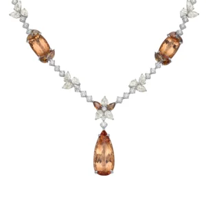 Imperial Topaz White Diamond White Gold Necklace Multi Color