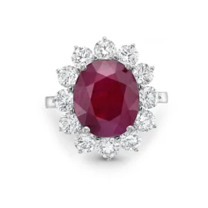 Ruby Oval White Diamond white Gold Ring