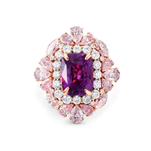 Purple Sapphire And White Diamond, 18K Gold Ring