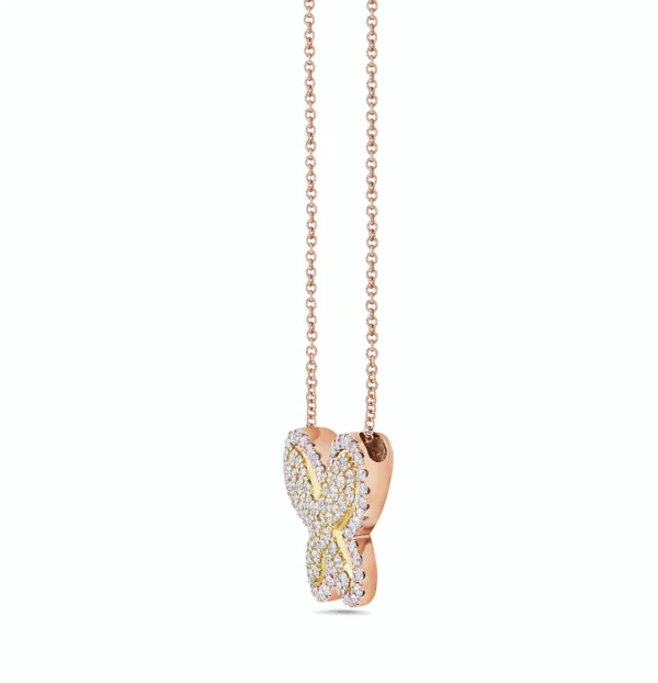 Pink Diamond 14k White Diamond 3 Tone Necklace - Image 2