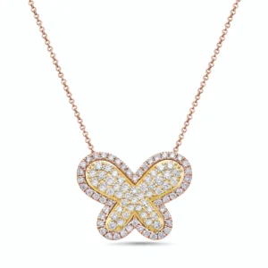 Pink Diamond 14k White Diamond 3 Tone Necklace