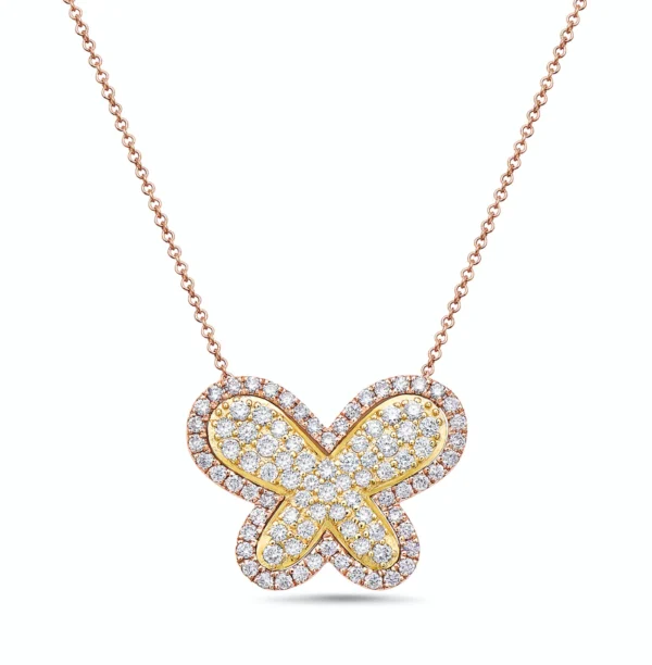 Pink Diamond 14k White Diamond 3 Tone Necklace