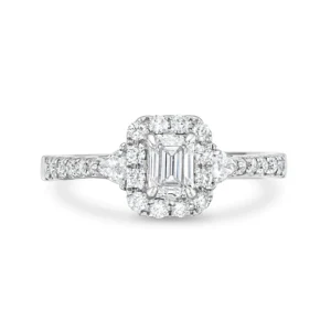 Emerald Cut Vs1 White Diamond white Gold Ring