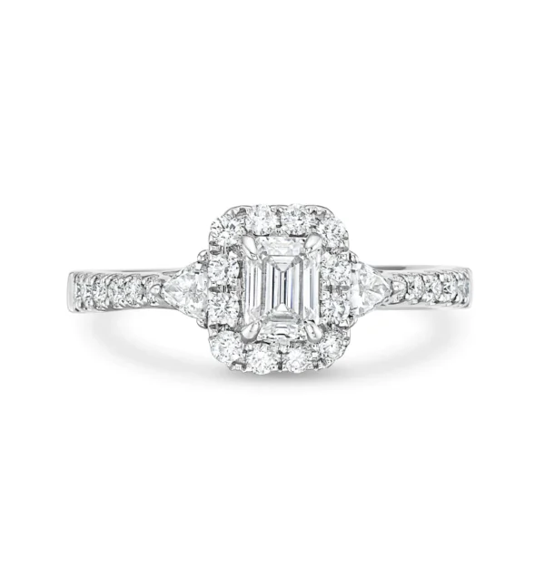 Emerald Cut Vs1 White Diamond white Gold Ring