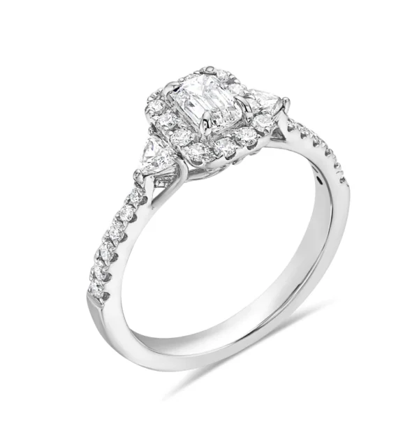 Emerald Cut Vs1 White Diamond white Gold Ring - Image 2