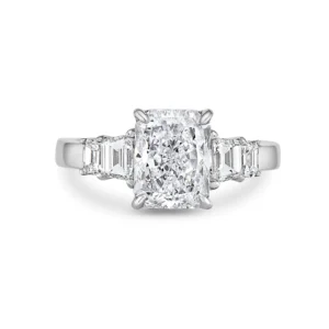E Diamond Cut VVS1 And White Diamond 18k White Gold Ring