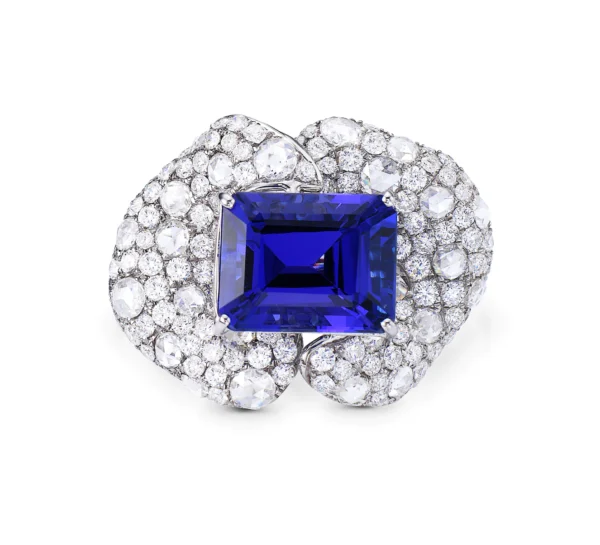 Tanzanite And White Diamond, 18K White Gold Ring - Image 2