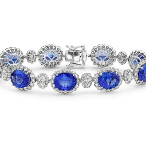 Tanzanite and White Diamond, 18 K White Gold Bracelet