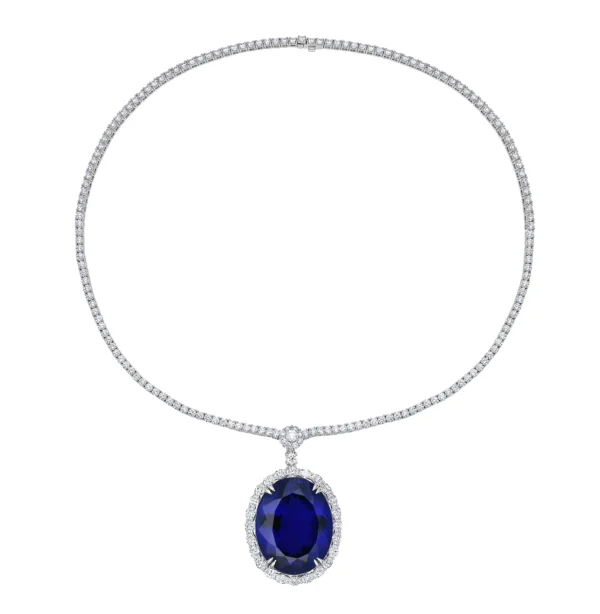 White Diamond Multi Shape 18K White Gold Necklace - Image 2