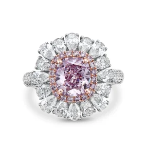Pinkish Purple Diamond & White Diamond 18k Two Tone Gold Ring