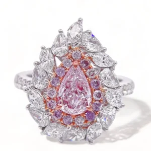 Pink & White Diamond Two Tone Gold Ring