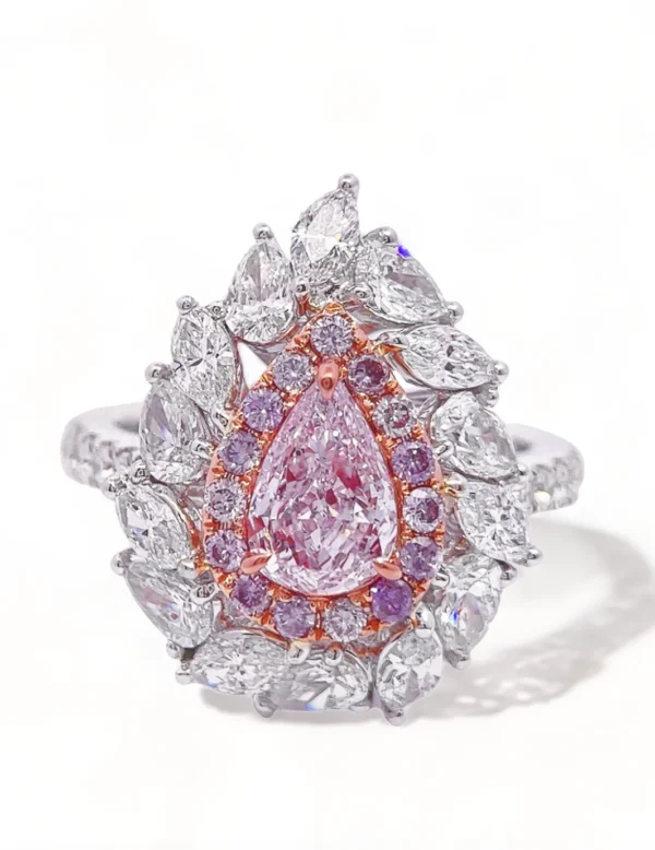 Pink & White Diamond Two Tone Gold Ring