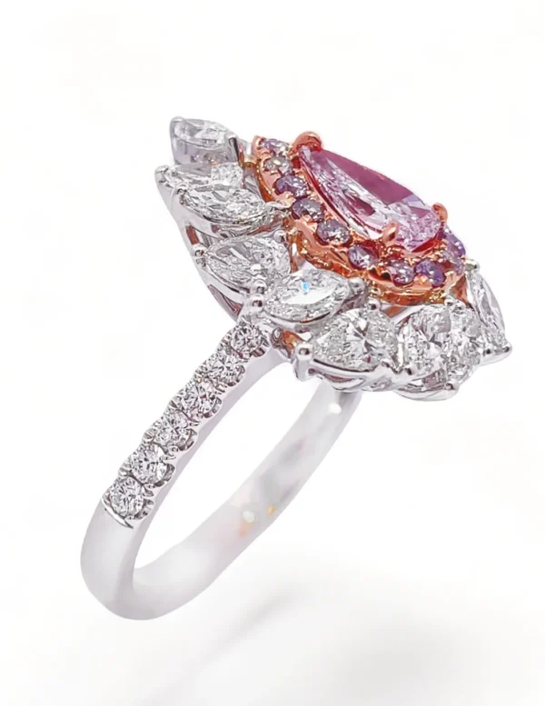 Pink & White Diamond Two Tone Gold Ring - Image 2