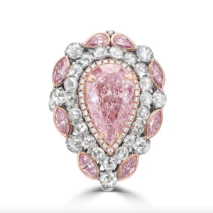 Pink Diamond And White Diamond, 18K Two Tone Gold Ring