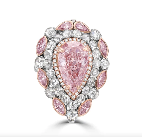 Pink Diamond And White Diamond, 18K Two Tone Gold Ring