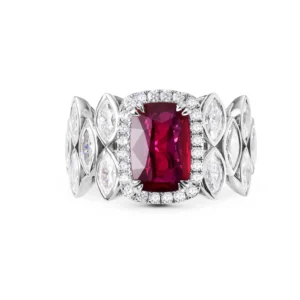 Ruby And Pink And White Diamond, 18K White Gold Ring