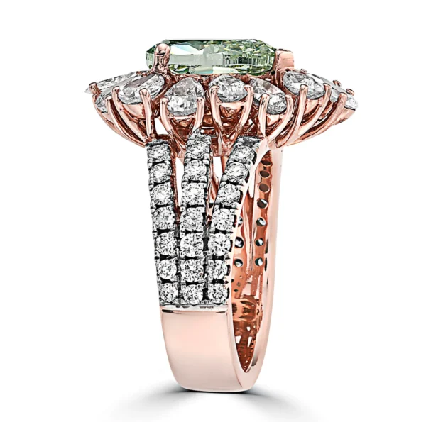 Fancy Yellow Green Diamond Pear Shape and White Diamond, 18K Rose Gold - Image 2