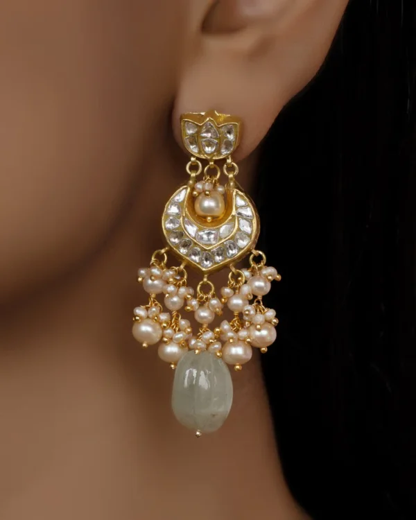 Kinika Necklace and Latif Chandbalis Polki Set - Image 5