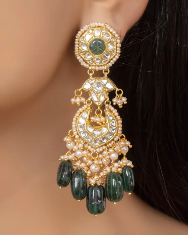 Piyu Necklace and Raafi Chandbalis Polki Set - Image 6