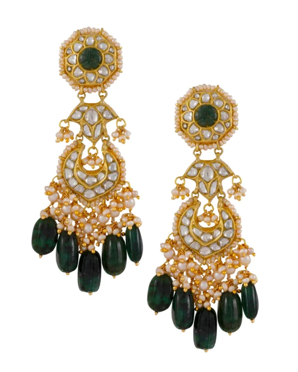Piyu Necklace and Raafi Chandbalis Polki Set - Image 5