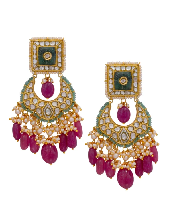 Simpi Necklace and Deeya Chandbalis Polki Set - Image 5