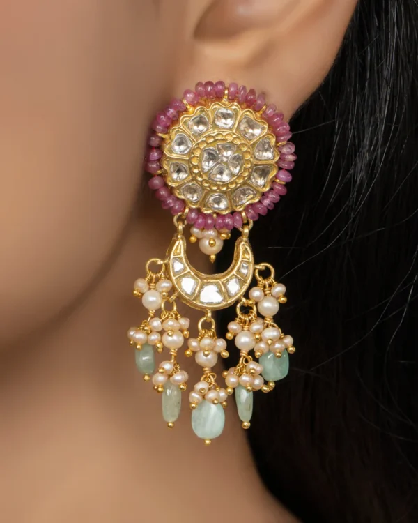 Daina Bead Choker and Panika Chandbalis Polki Set - Image 5