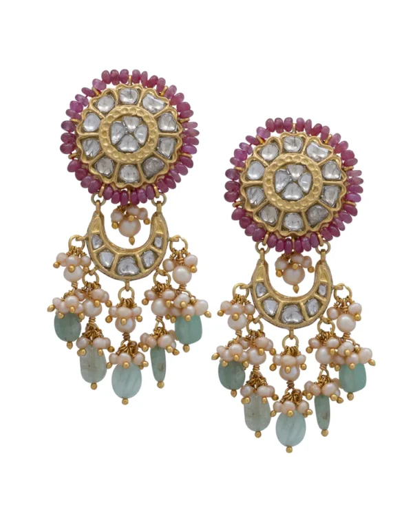 Daina Bead Choker and Panika Chandbalis Polki Set - Image 4