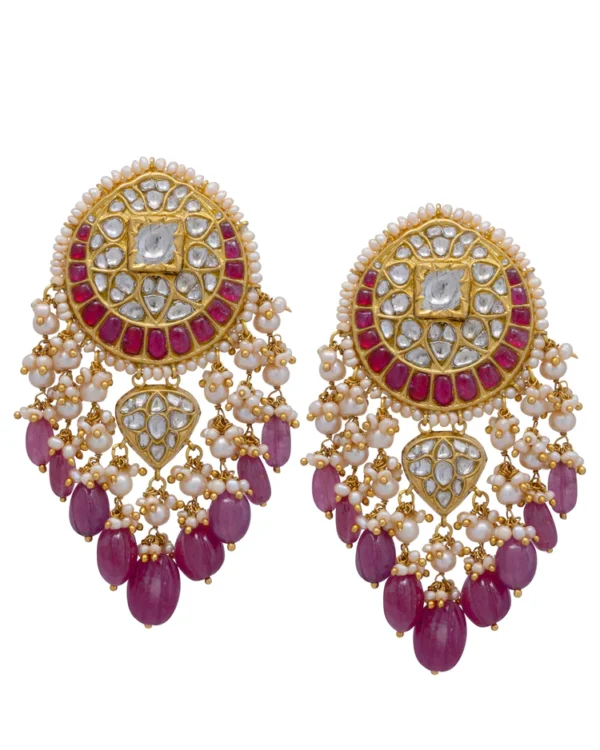 Normani Bead Choker and Tejal Long Earrings Polki Set - Image 4