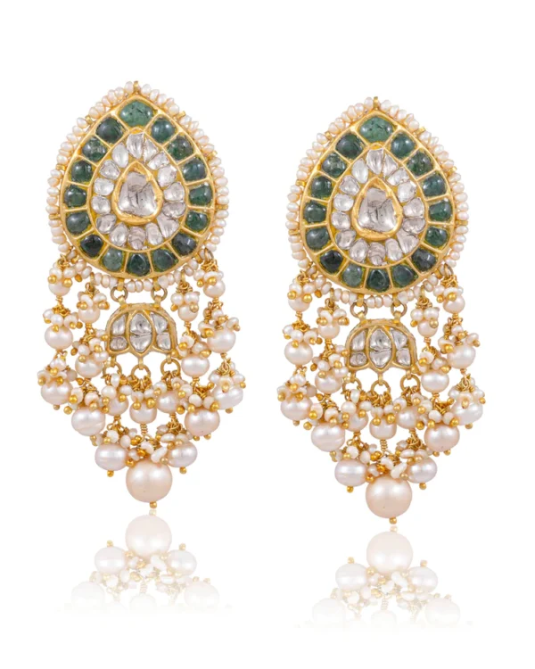 Samrudhi Long Necklace And Rucheeka Long Earrings Polki Set - Image 8