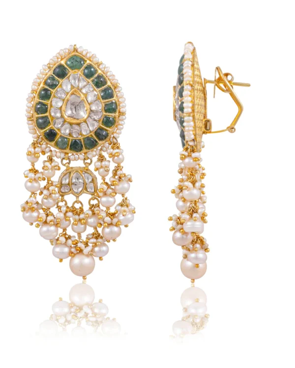 Samrudhi Long Necklace And Rucheeka Long Earrings Polki Set - Image 2