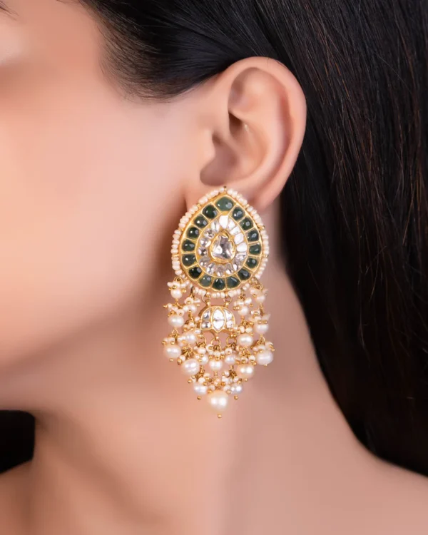 Samrudhi Long Necklace And Rucheeka Long Earrings Polki Set - Image 3