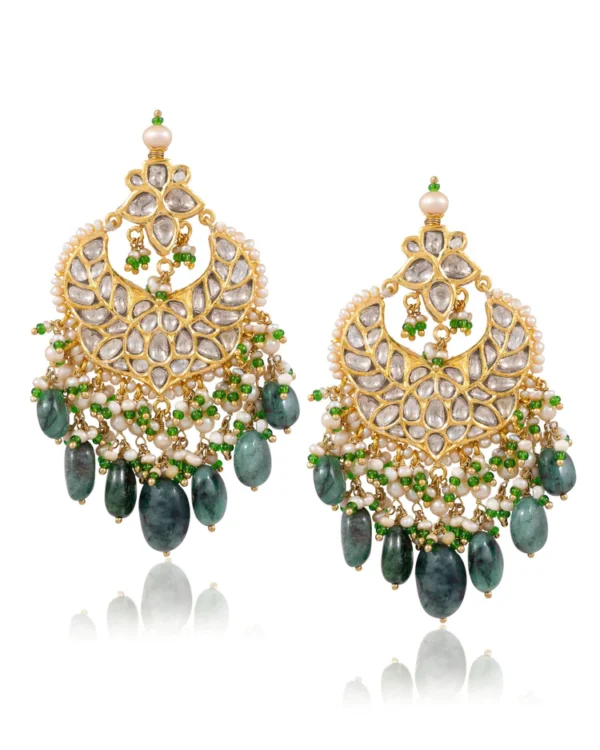 Asmita Necklace And Danvi Chandbalis Polki Set - Image 2