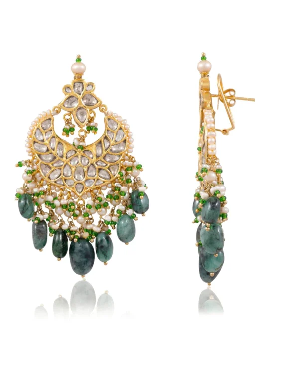 Asmita Necklace And Danvi Chandbalis Polki Set - Image 3