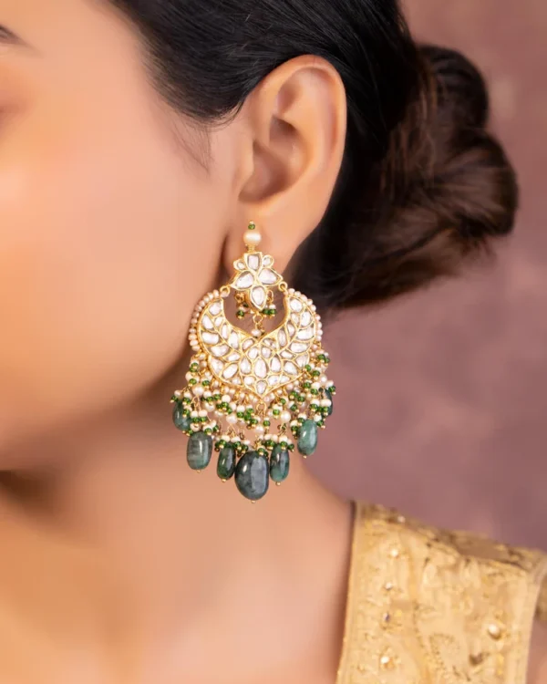 Asmita Necklace And Danvi Chandbalis Polki Set - Image 4
