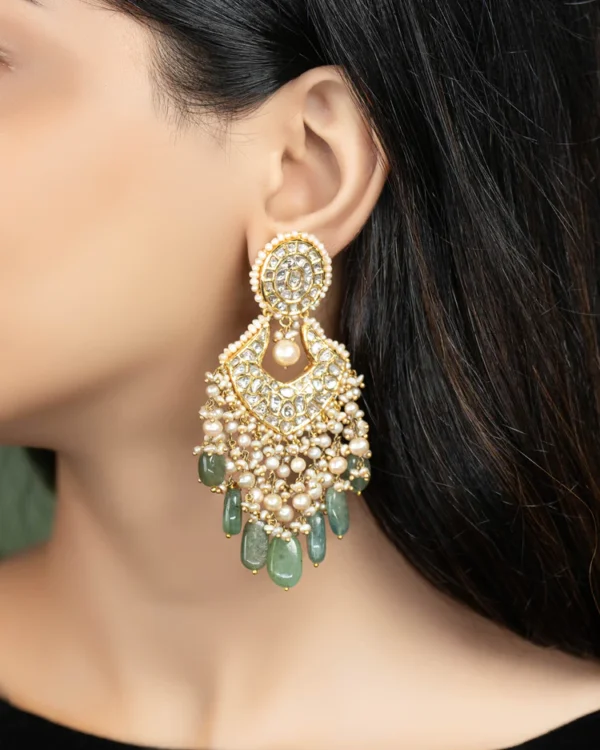 Serafima Necklace And Shilpa Chandbalis Polki Set - Image 3