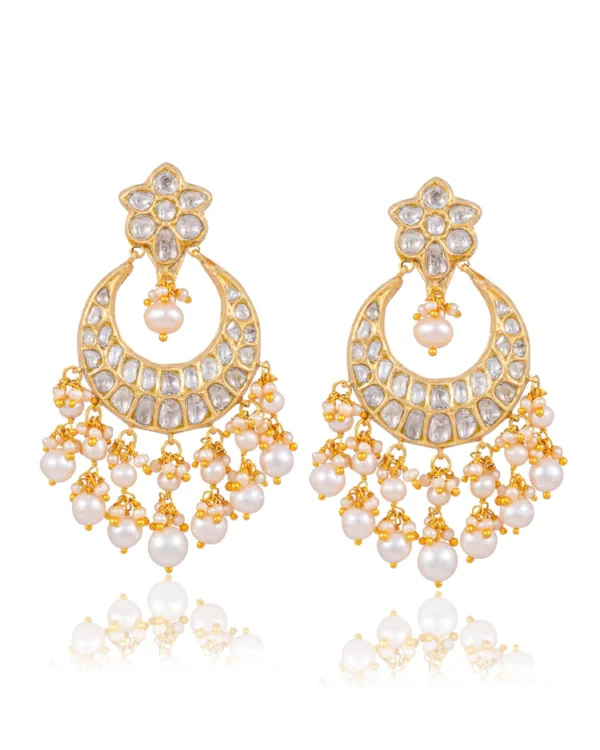 Somiya Long Necklace And Teena Chandbalis Polki Set - Image 7