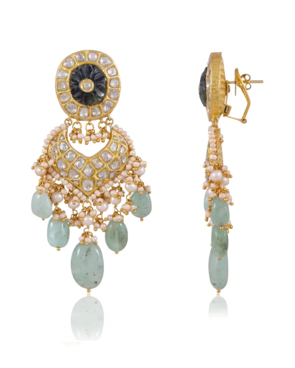 Shehnaz Necklace and Sonam Chandbalis Polki Set - Image 3
