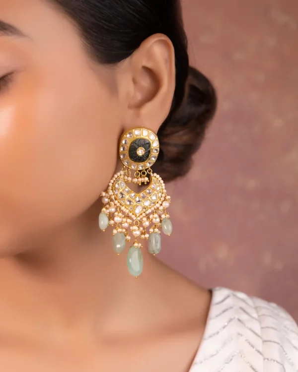 Shehnaz Necklace and Sonam Chandbalis Polki Set - Image 4