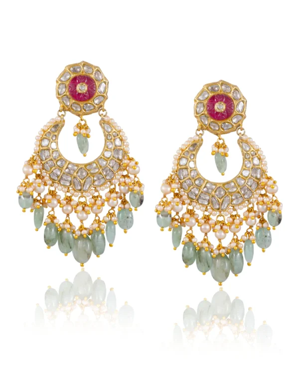 Jyoti Necklace And Amishi Chandbalis Polki Set - Image 8