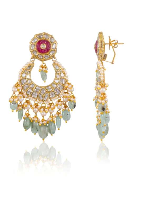 Jyoti Necklace And Amishi Chandbalis Polki Set - Image 2