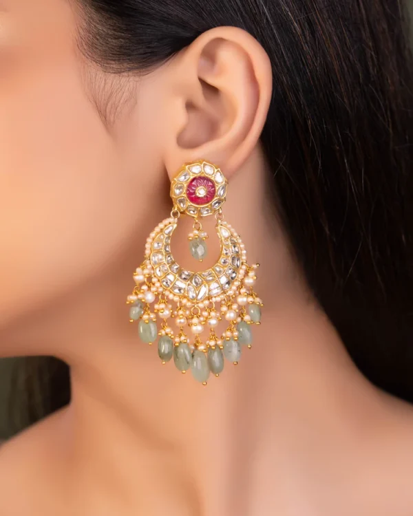 Jyoti Necklace And Amishi Chandbalis Polki Set - Image 3