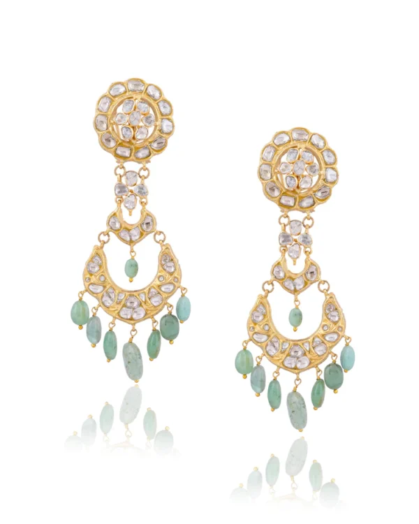 Reyanshi Long Necklace And Kiara Chandbalis Polki Set - Image 6