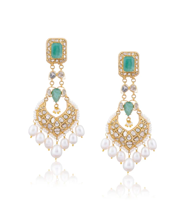 Grisha Necklace And Aanya Chandbalis Polki Set - Image 2