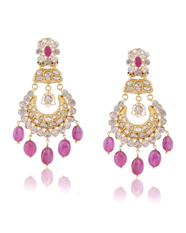 Laxshi Necklace And Lakshita Chandbalis Polki Set - Image 6