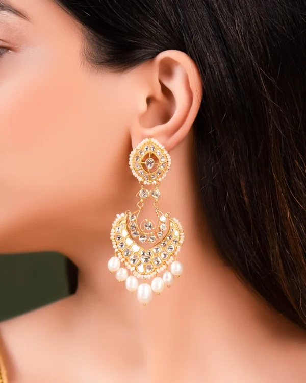 Anaita Necklace And Sakshi Chandbalis Polki Set - Image 3