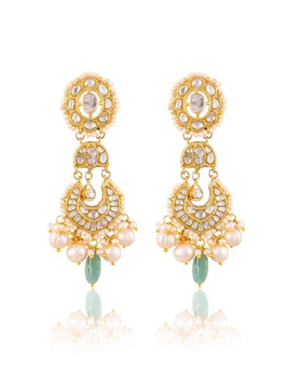 Inaya Necklace And Mahika Chandbalis Polki And Diamond Set - Image 2