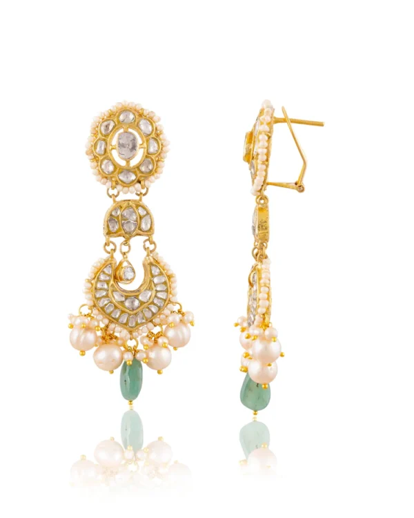 Inaya Necklace And Mahika Chandbalis Polki And Diamond Set - Image 3