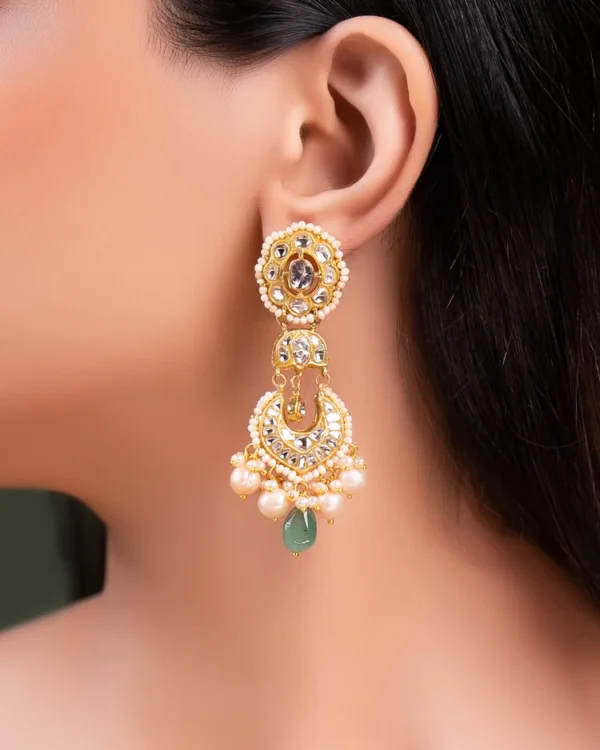 Inaya Necklace And Mahika Chandbalis Polki And Diamond Set - Image 4