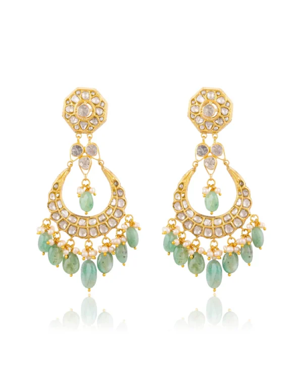 Menal Necklace And Sargun Chandbalis Polki Set - Image 2